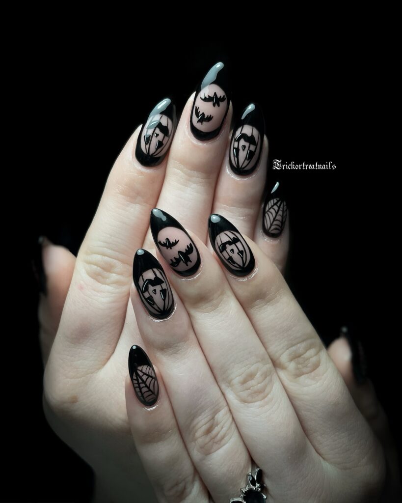 minimal black halloween nails