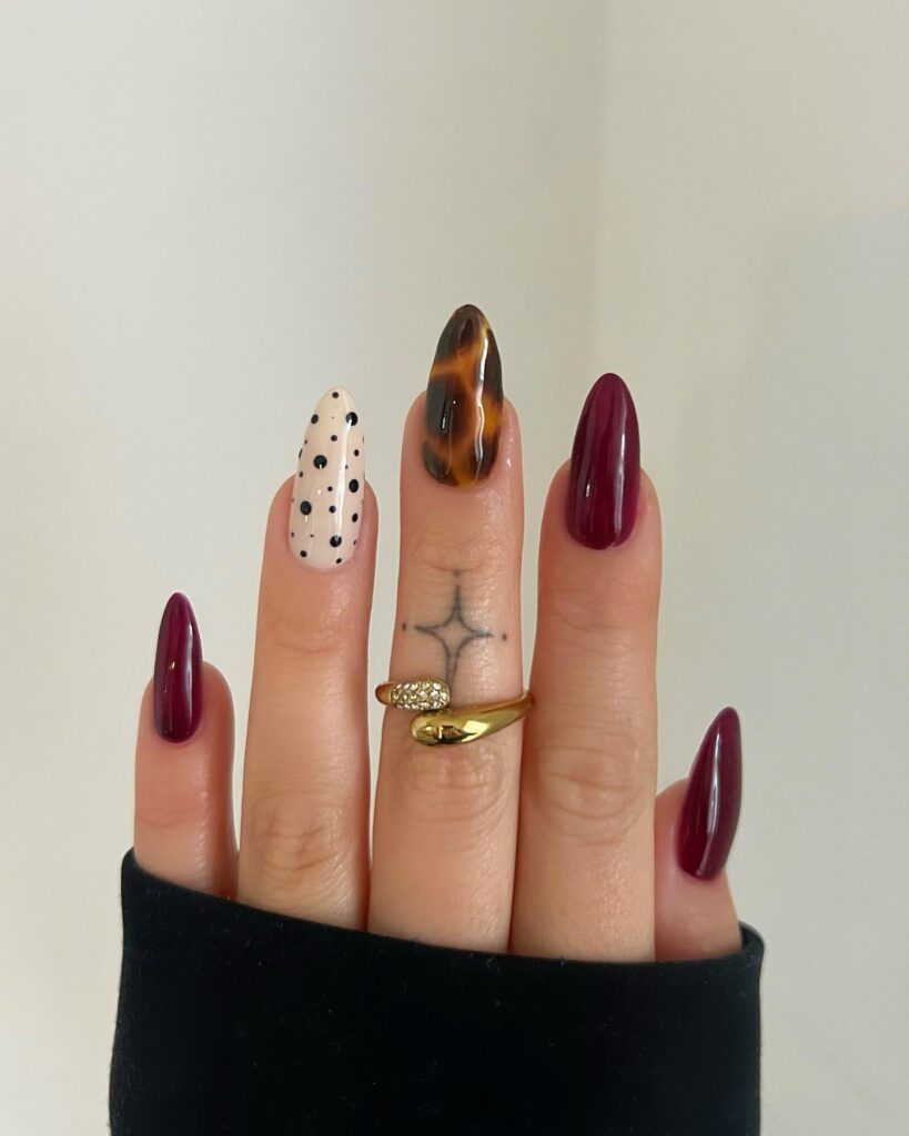 mix and match almond fall nails designs