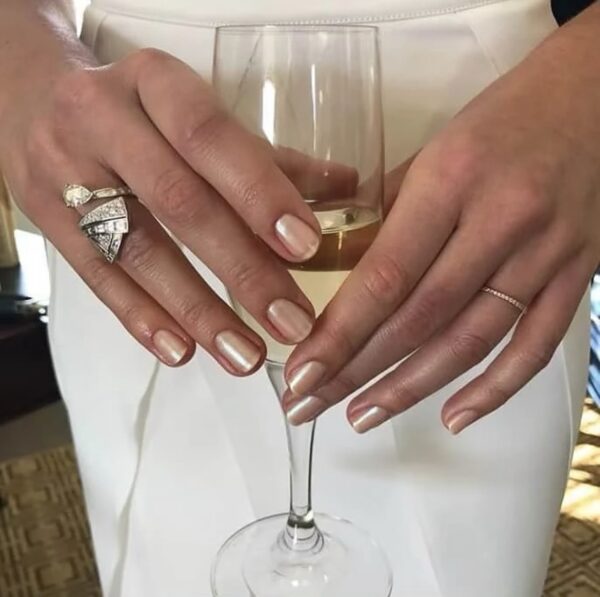 Toasted nails on Margot Robbie by Tom Bachik for the fall trend of the year